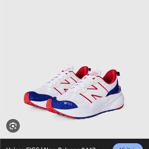 Figs New Balance Unisex Sneakers - White with Red and Blue Accents